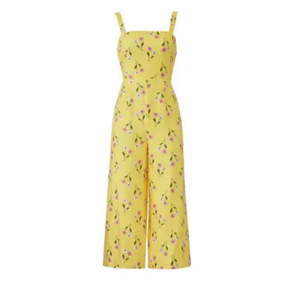 Finders Keepers Limoncello Floral Yellow Wide‑Leg Jumpsuit – Women’s Size 10